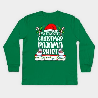 My Favorite Christmas Pajama 2021 Santa PJs Men Women Funny Kids Long Sleeve T-Shirt